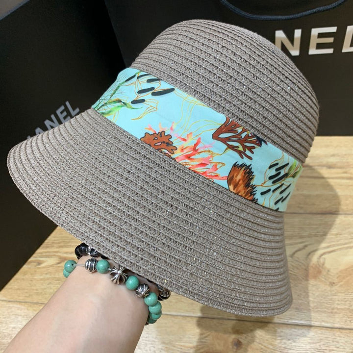 Summer sunhat with bow and wide brim – ShadeRibbon-Light brown-One size fits all-The Livary