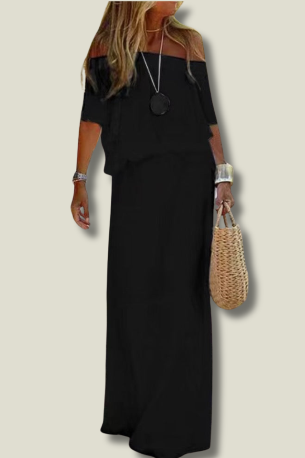 Off Shoulder Summer Dress - Soleil-Black-S-The Livary