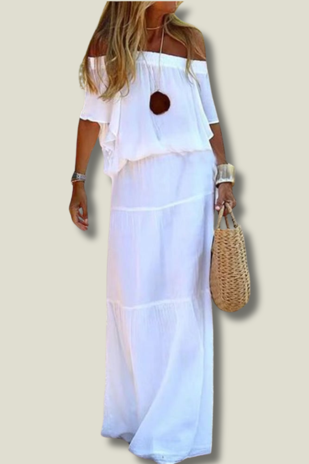 Off Shoulder Summer Dress - Soleil-White-S-The Livary