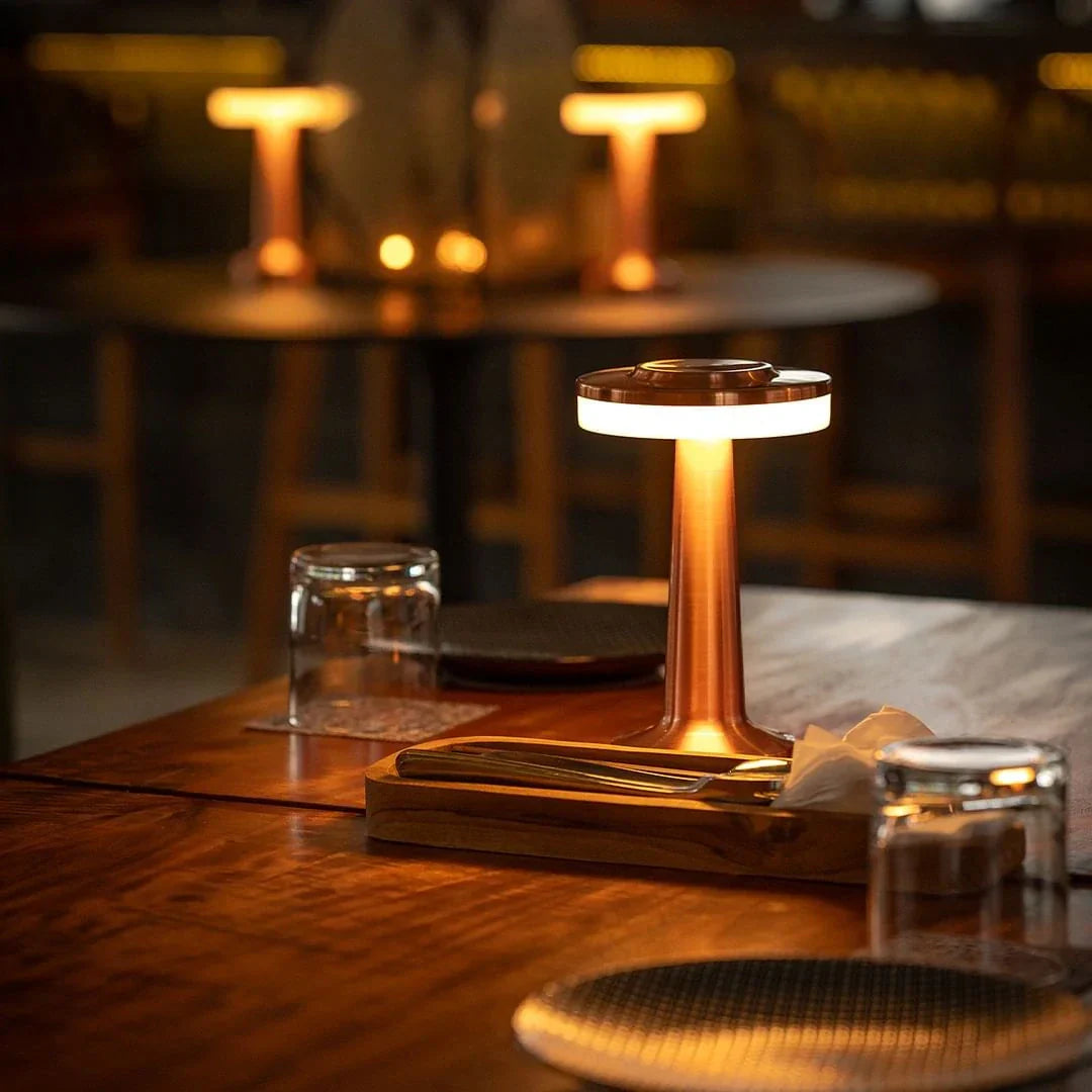 Wireless Retro Table Lamp - LumiBar-Rose gold-The Livary