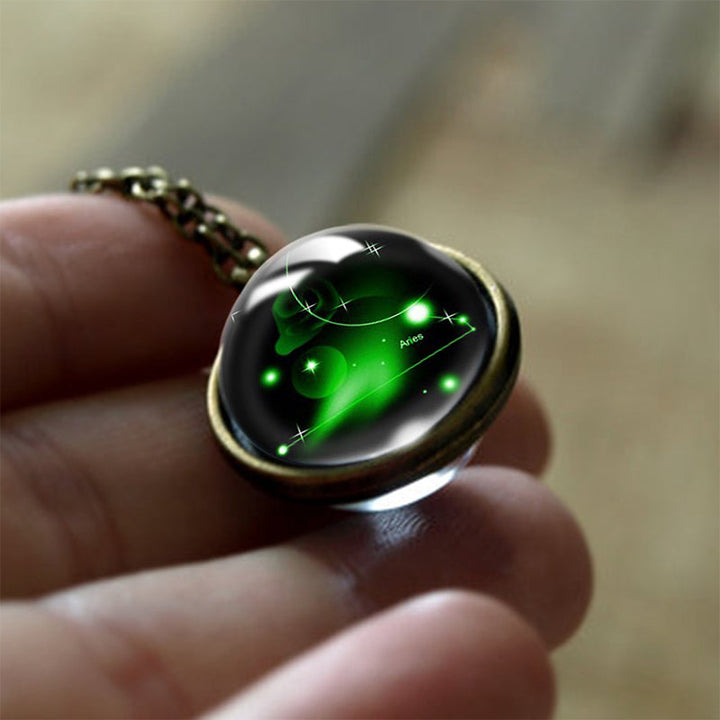 Glass 12 Zodiac Sign Protective Pendant - Sofia-Aries-The Livary