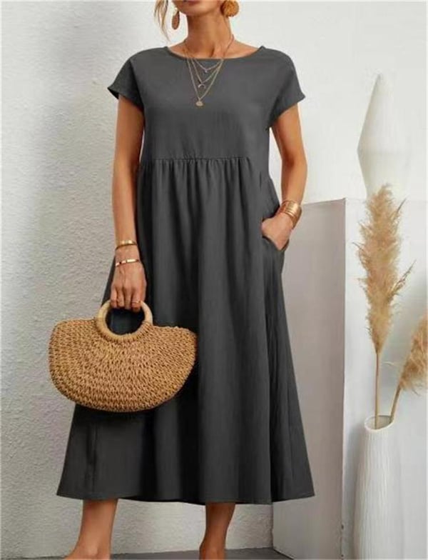 Airy linen dress - Elodie-Dark grey-S-The Livary