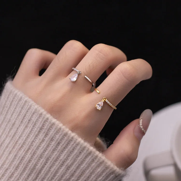 Adjustable Water Drop Ring - Isaline-Gold-The Livary