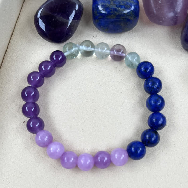 Anti-Anxiety Amethyst, Lepidolite and Lapis Lazuli Bracelet - Aurora-The Livary