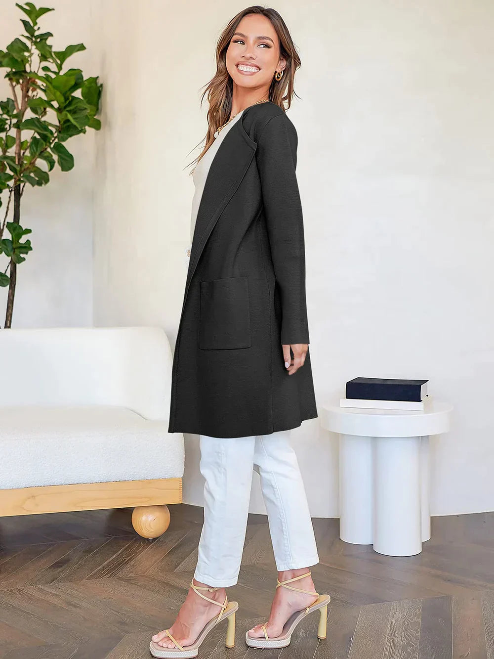 Stylish Ladies' Cardigan - Djamila-Brown-S (36)-The Livary