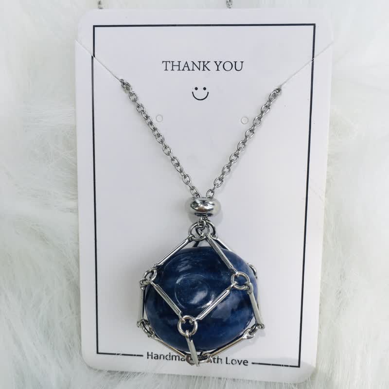 Small Natural Crystal Stone Bracelet Necklace - Iris-Lapis Lazuli-Silver-The Livary