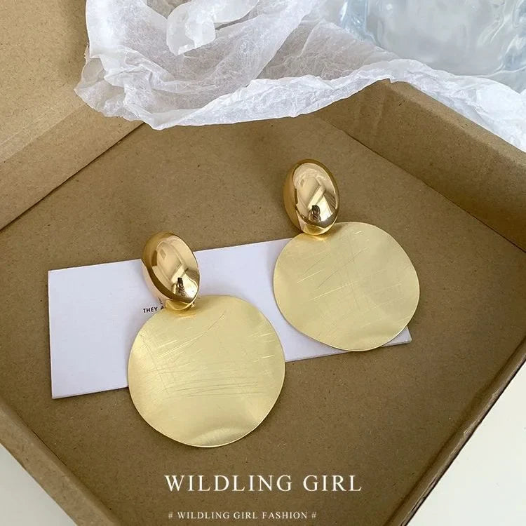 Gold Earrings with Round Pendants - Amaya-The Livary
