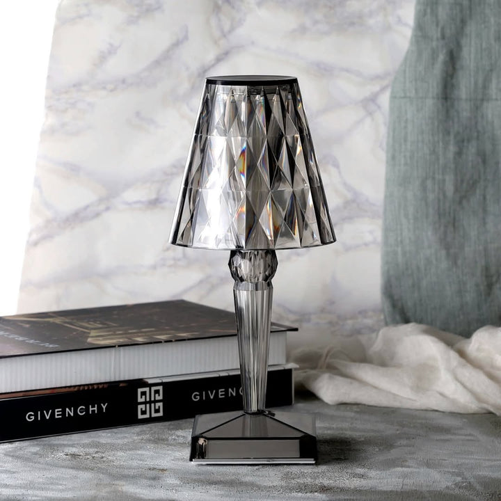 Crystal Table Lamp with Touch Control - LumeCrystal-Smoked-The Livary