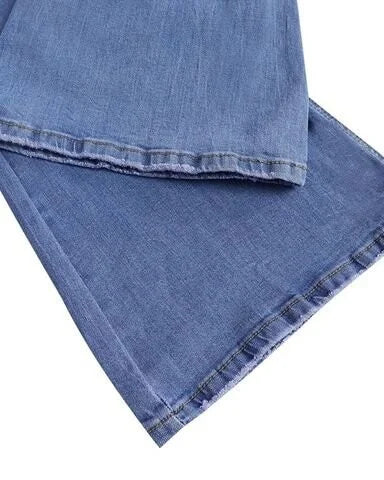 Trendy High-Waisted Denim Trousers - Mila-Blue-S-The Livary