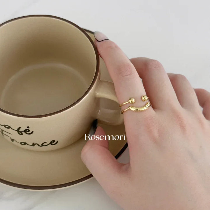 Smiley Adjustable Ring - Mila-Gold-The Livary