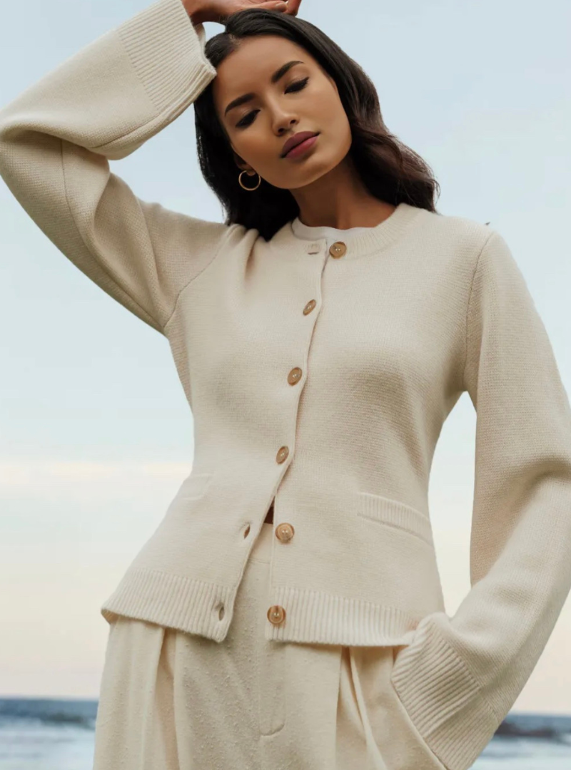 Casual Soft Ladies' Cardigan with Buttons - Noa-Ivory-XS-The Livary