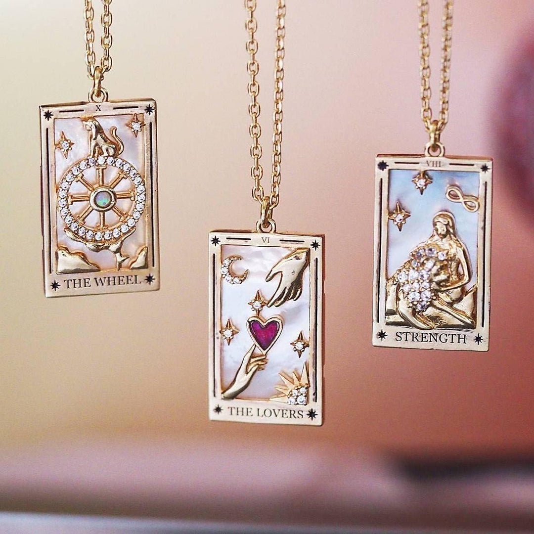 Zirconia Gold-Plated Tarot Drop Pendant Necklace - Amara-The Empress-The Livary