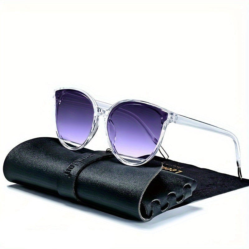 Fashionable women's sunglasses with UV protection – Livia-Transparent frame purple glasses-The Livary