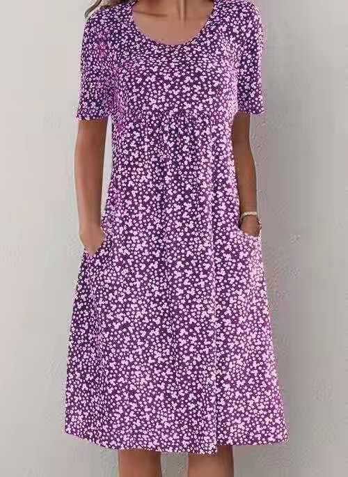 Stylish Floral Print Dress - Eva | The Perfect Light Summer Dress!-Purple-S-The Livary
