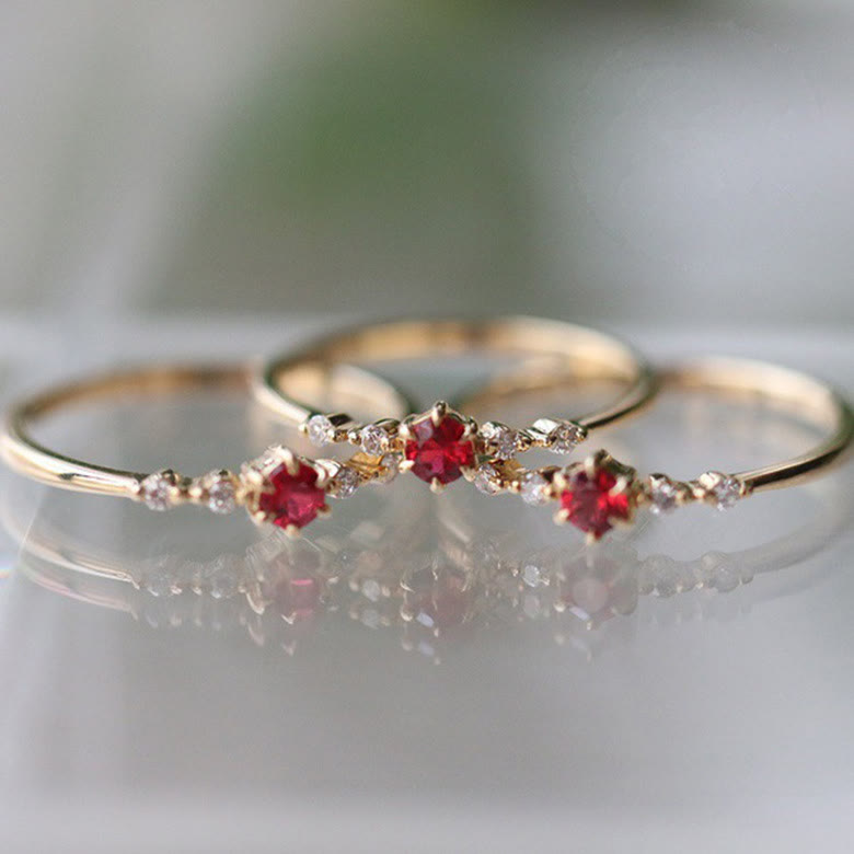 18K Gold Garnet Stone Ring - Elara-2.01 in-The Livary