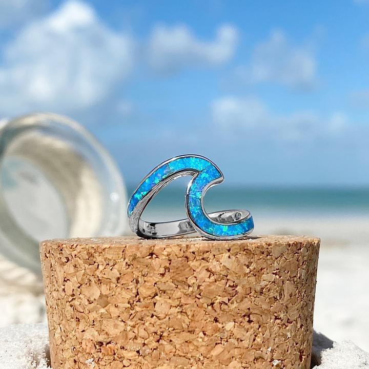 Ocean Waves Opal and Silver Ring - Livia-5-The Livary