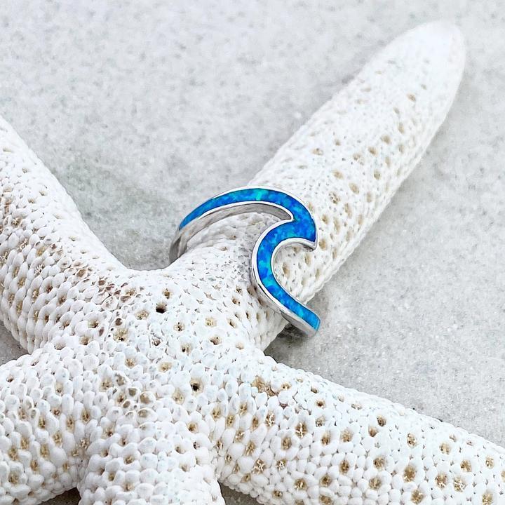 Ocean Waves Opal and Silver Ring - Livia-5-The Livary