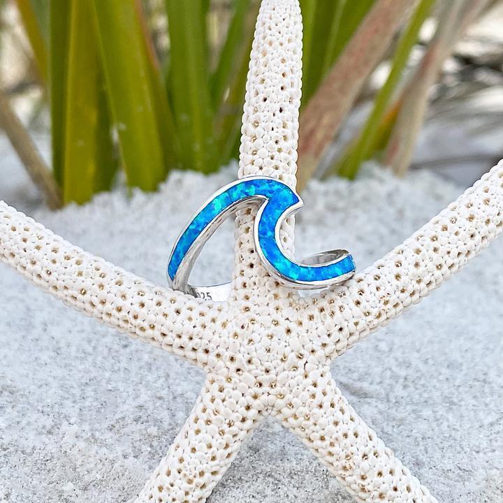 Ocean Waves Opal and Silver Ring - Livia-5-The Livary