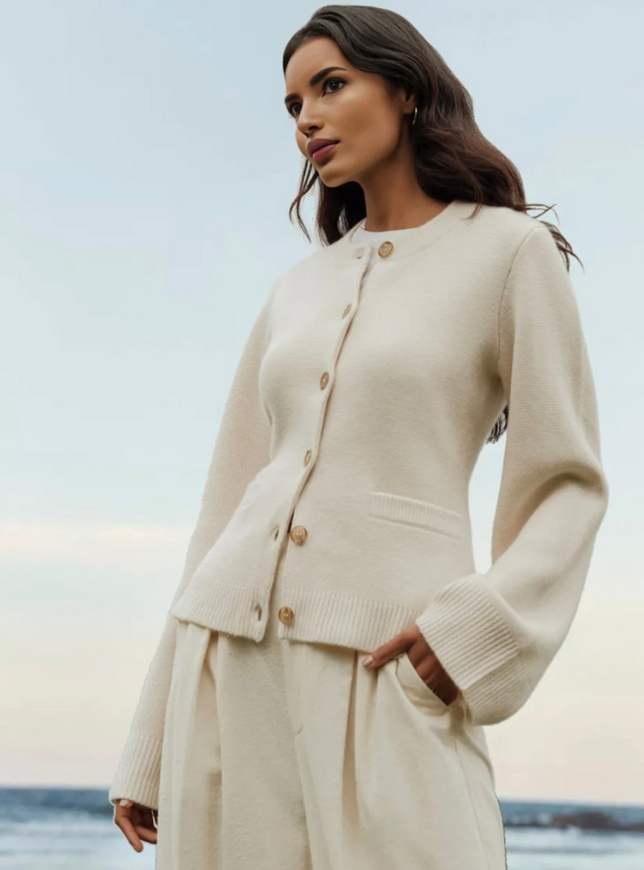 Casual Soft Ladies' Cardigan with Buttons - Noa-Ivory-XS-The Livary