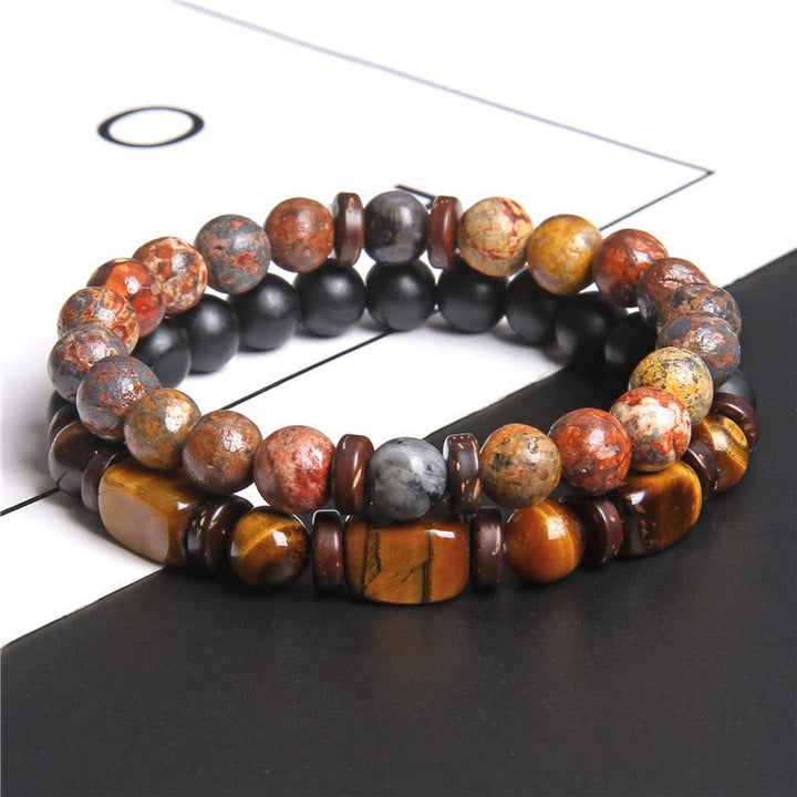 African Turquoise & Tiger Eye Bracelet - Naya-Tiger's Eye & Bronzite-The Livary