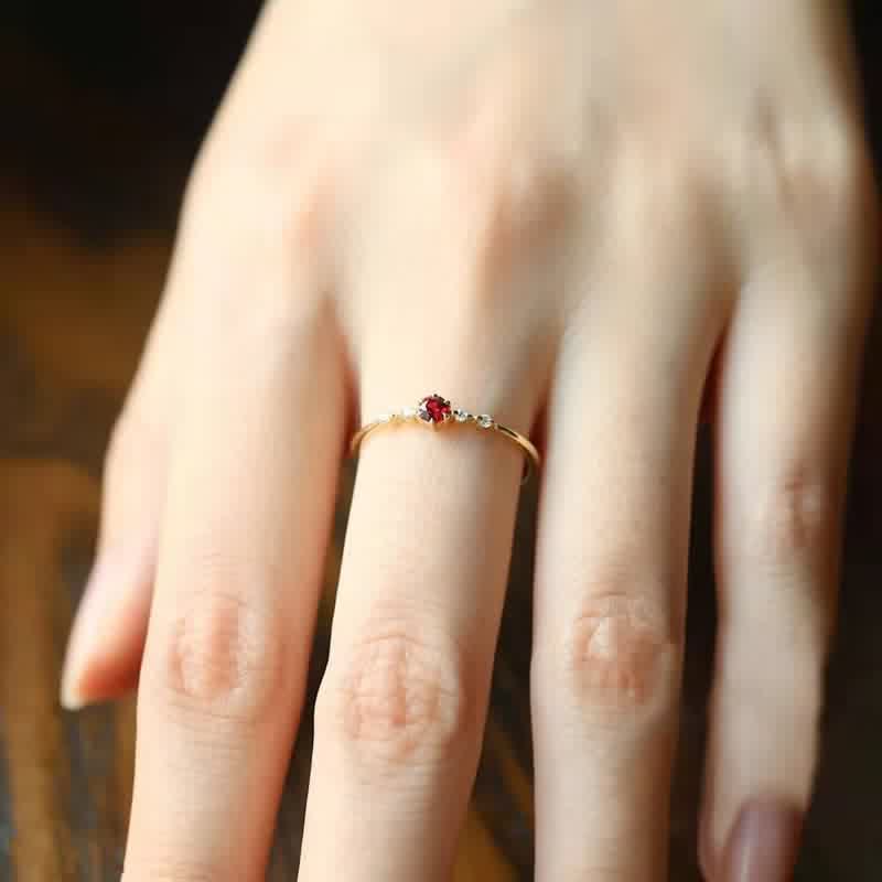 18K Gold Garnet Stone Ring - Elara-2.01 in-The Livary