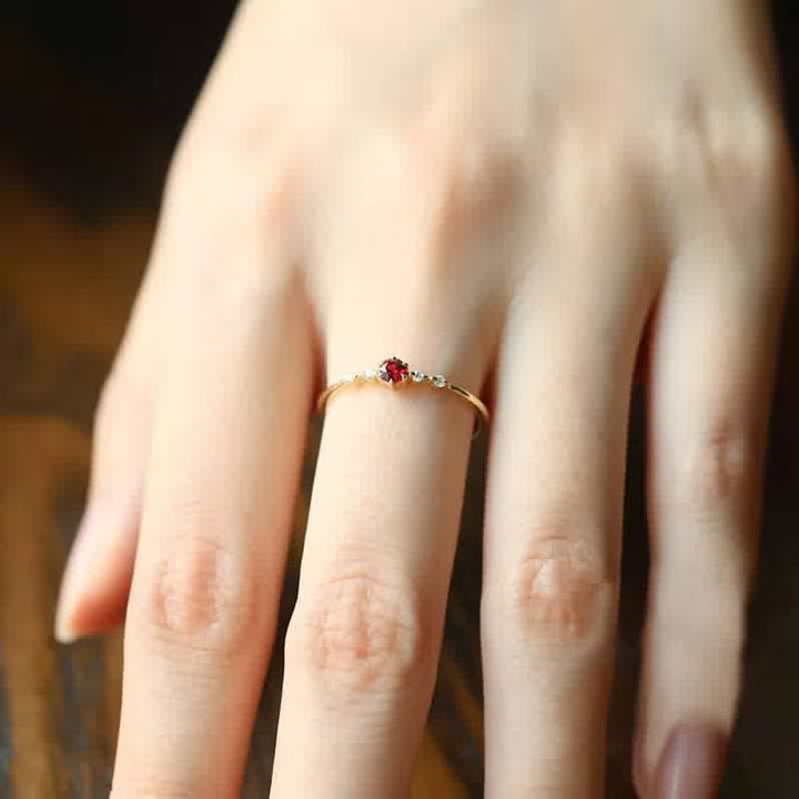 18K Gold Garnet Stone Ring - Elara-2.01 in-The Livary