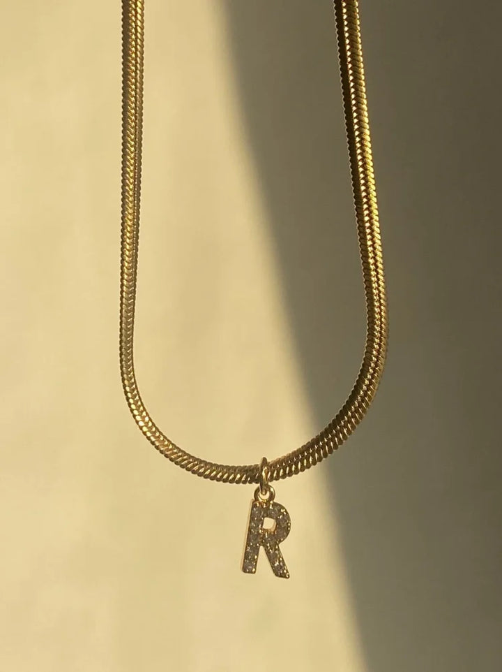 Golden Initials Necklace - Ella-A-The Livary