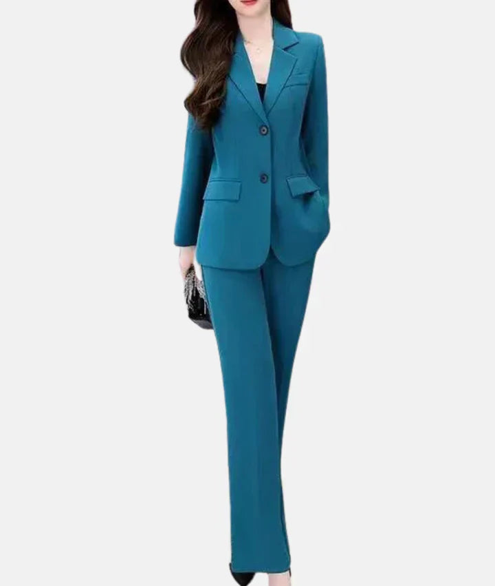 Stylish Trouser Suit with Tailored Blazer - Isabella-Blue-S-The Livary