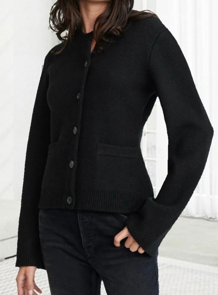 Casual Soft Ladies' Cardigan with Buttons - Noa-Black-XS-The Livary