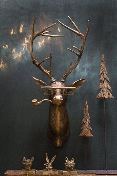 Playful Animal Head Wall Decoration - WallCritters-Stag-The Livary