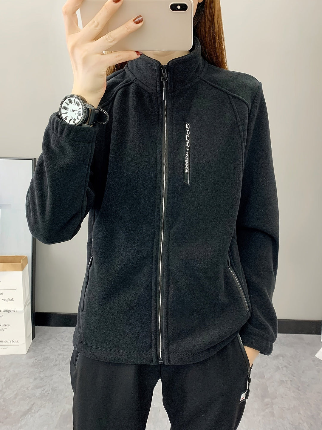 Breathable Fleece Jacket - Aurora-Black-XS-The Livary