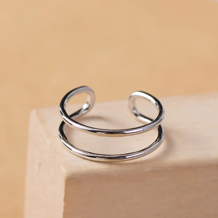 Adjustable Double Lines Ring - Lina-Parallel-The Livary