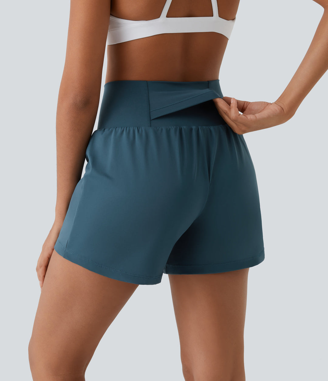 Breathable & Quick-drying High-Waist Fitness Shorts for Women – Mirabella-Turquoise blue-S-The Livary