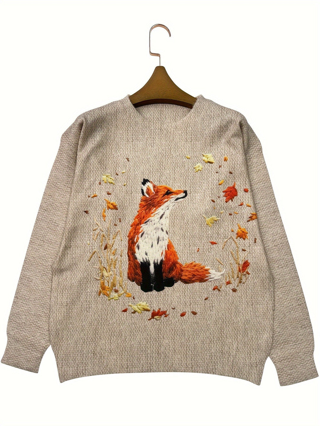 Trendy Sweater with Fox Print - Elisanne-S-The Livary