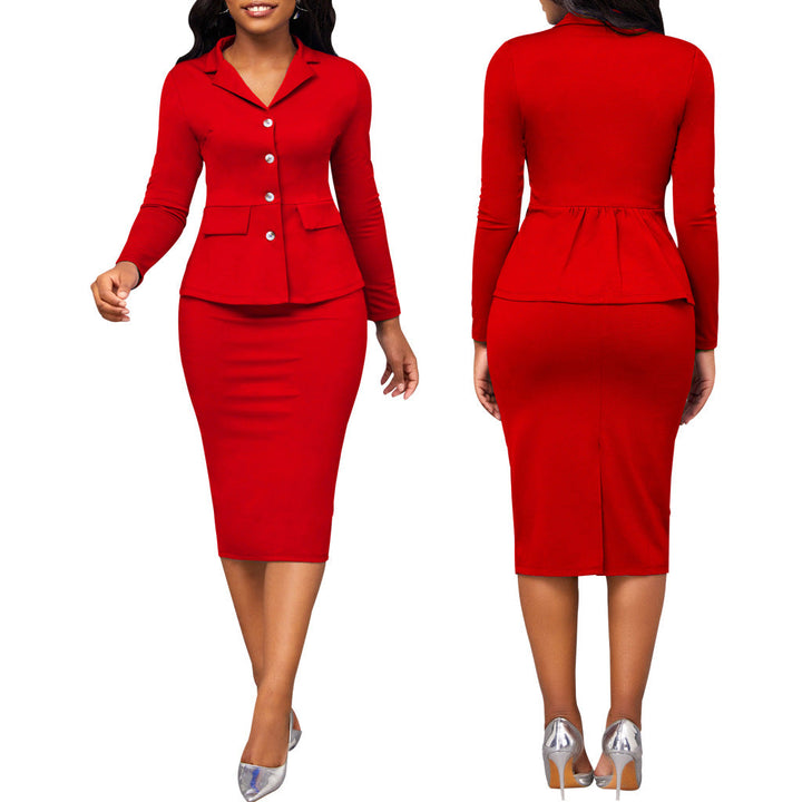 Chic Two-Piece Ladies Suit - Elena-Red-S-The Livary