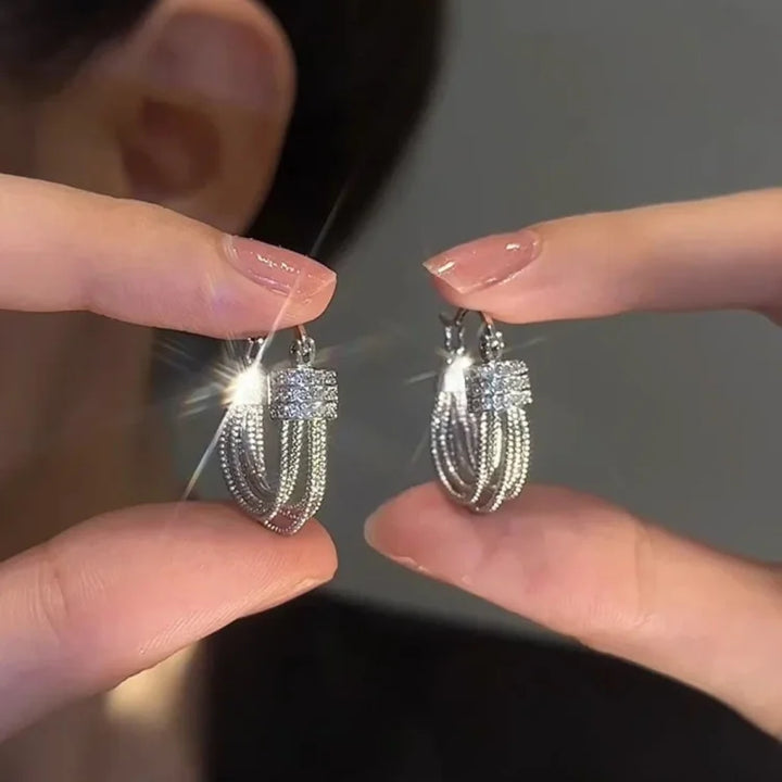 Geometric Stud Earrings - Aria-Silver-The Livary