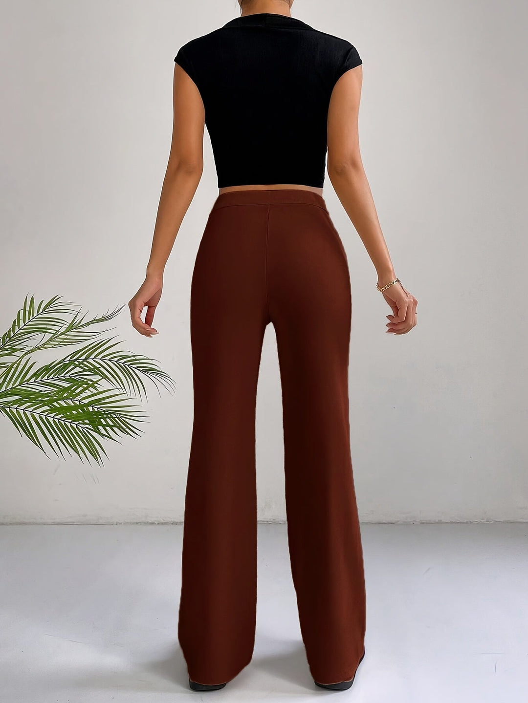 Trendy High Waist Pleated Women's Trousers - Emilia