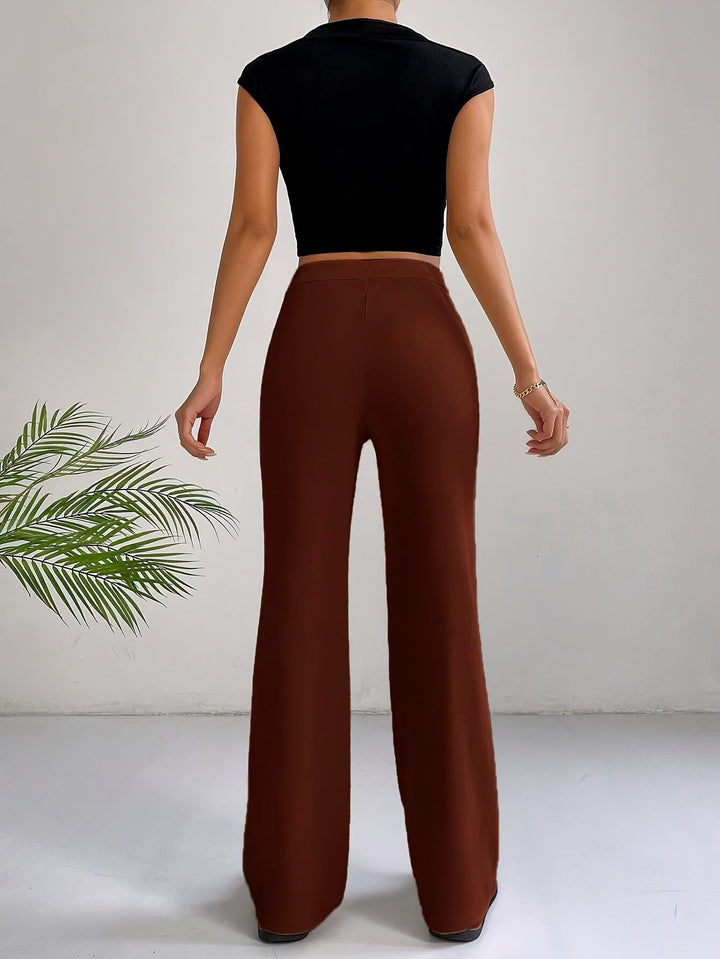 Trendy High Waist Pleated Women's Trousers - Emilia