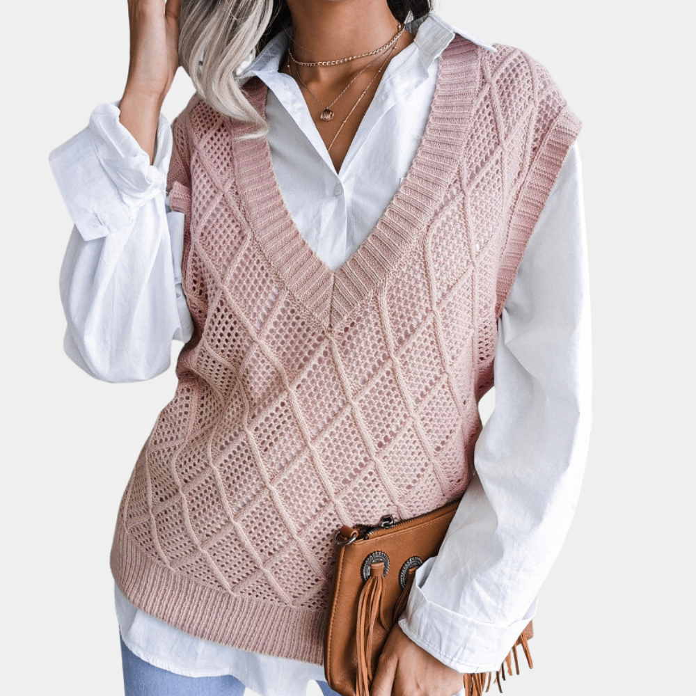 Angeza - Trendy Knitted Sweater for Women-Pink-XS-The Livary