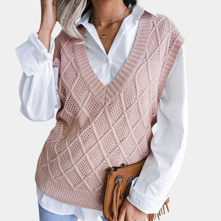 Angeza - Trendy Knitted Sweater for Women-Pink-XS-The Livary