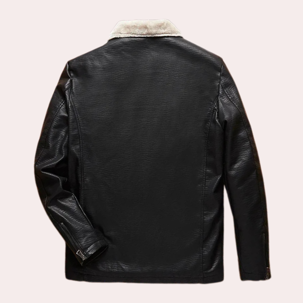 Classic Black Leather Men's Jacket with Timeless Design - Luca-S-The Livary