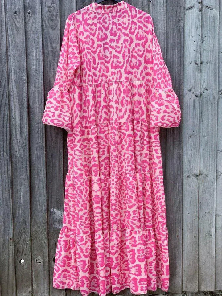 Trendy Maxi Dress with Pink Leopard Print - ChicSafari-S-The Livary