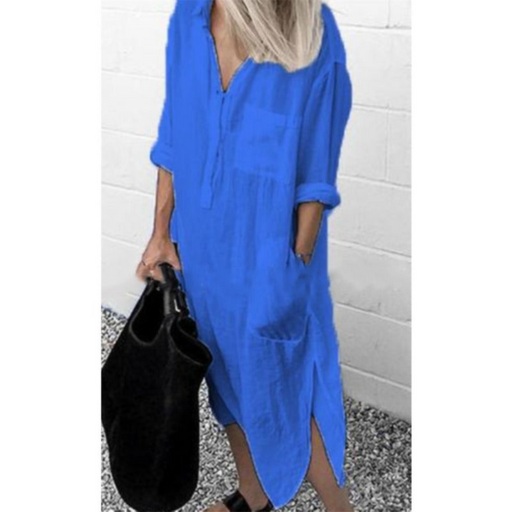 Smooth and Comfortable Long Summer Dress - Mila-Blue-S-The Livary