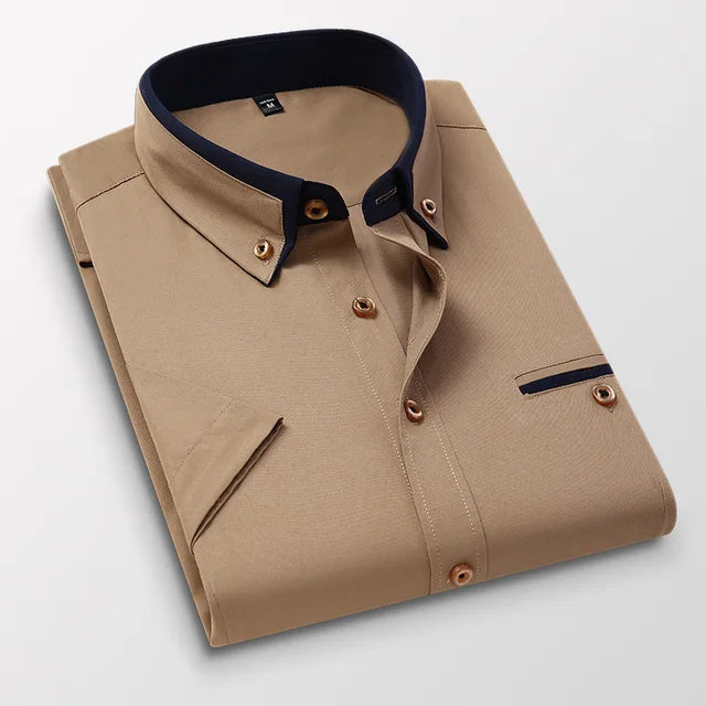 Men's Short Sleeve Shirt - Victor-Khaki-M-The Livary