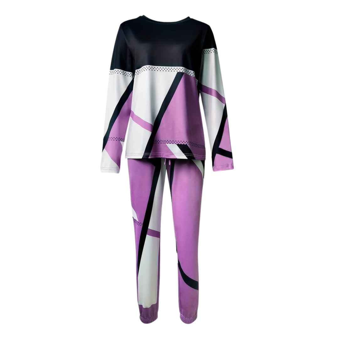 2-piece Set with O-neck and Long Pants - Sophie-Grey-S-The Livary