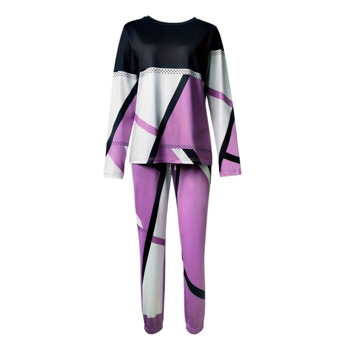 2-piece Set with O-neck and Long Pants - Sophie-Grey-S-The Livary