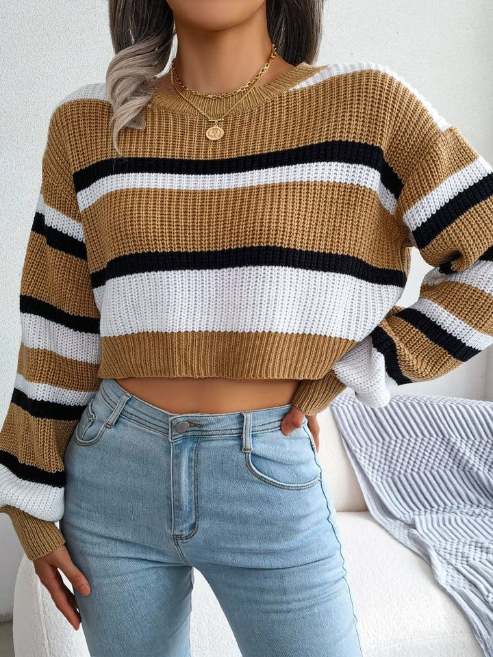 Striped Crop Sweater - Emory-Light blue-S-The Livary