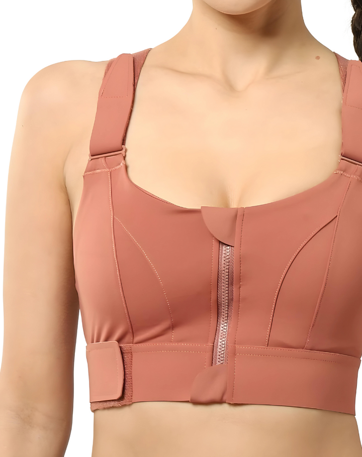 Adjustable High Support Sports Bra – Nova-Beige-S-The Livary