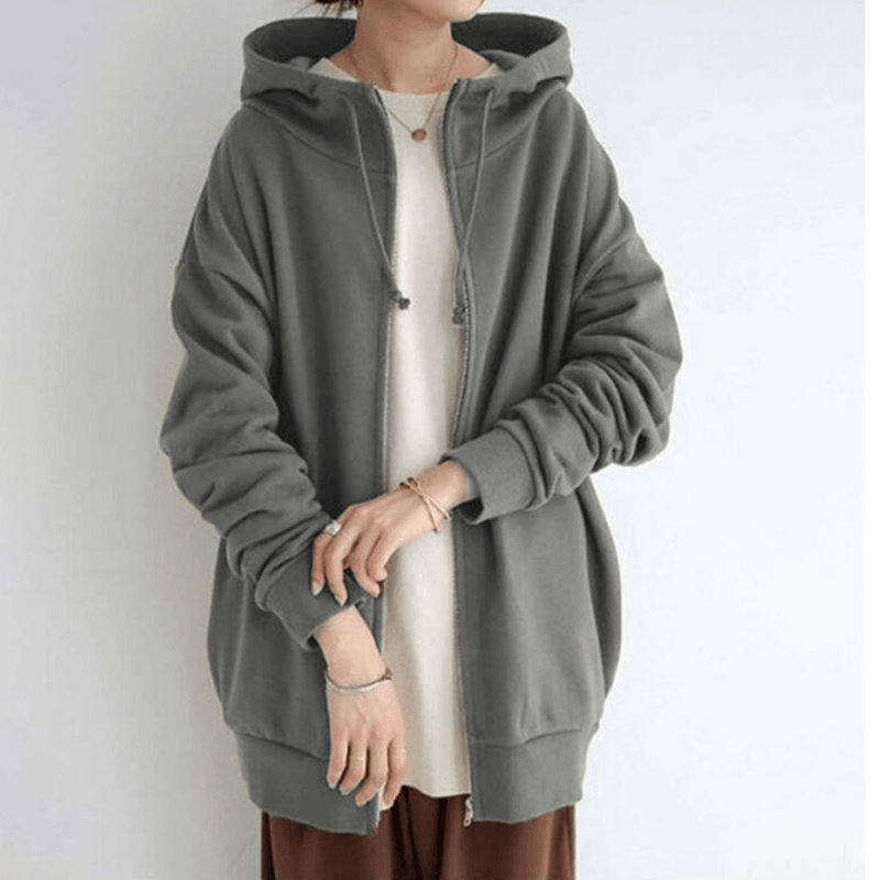 Comfortable Women's Jacket with Hood - ComfyHood-Grey-S-The Livary