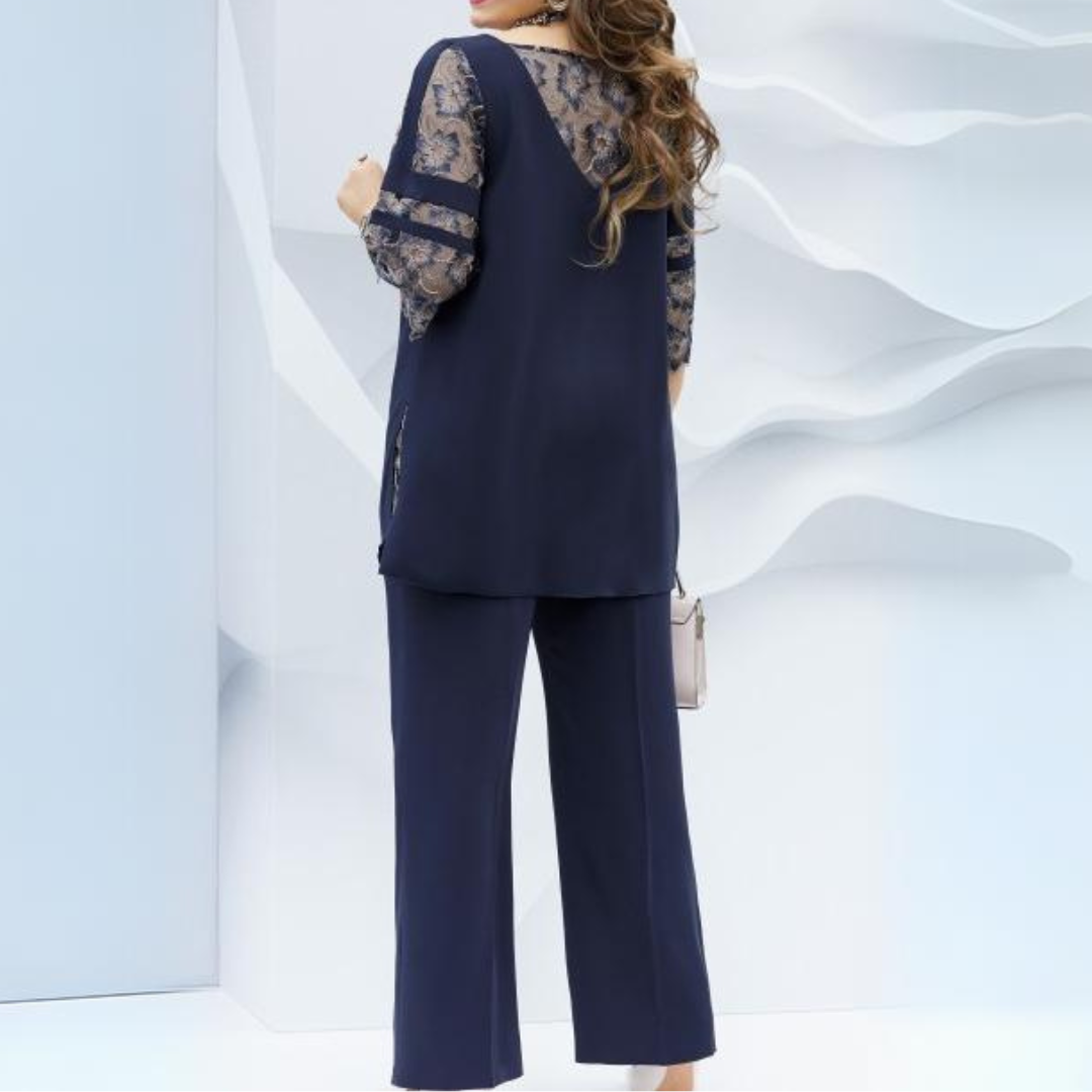 Two-piece ladies' set in dark blue – Isaline-XS-The Livary
